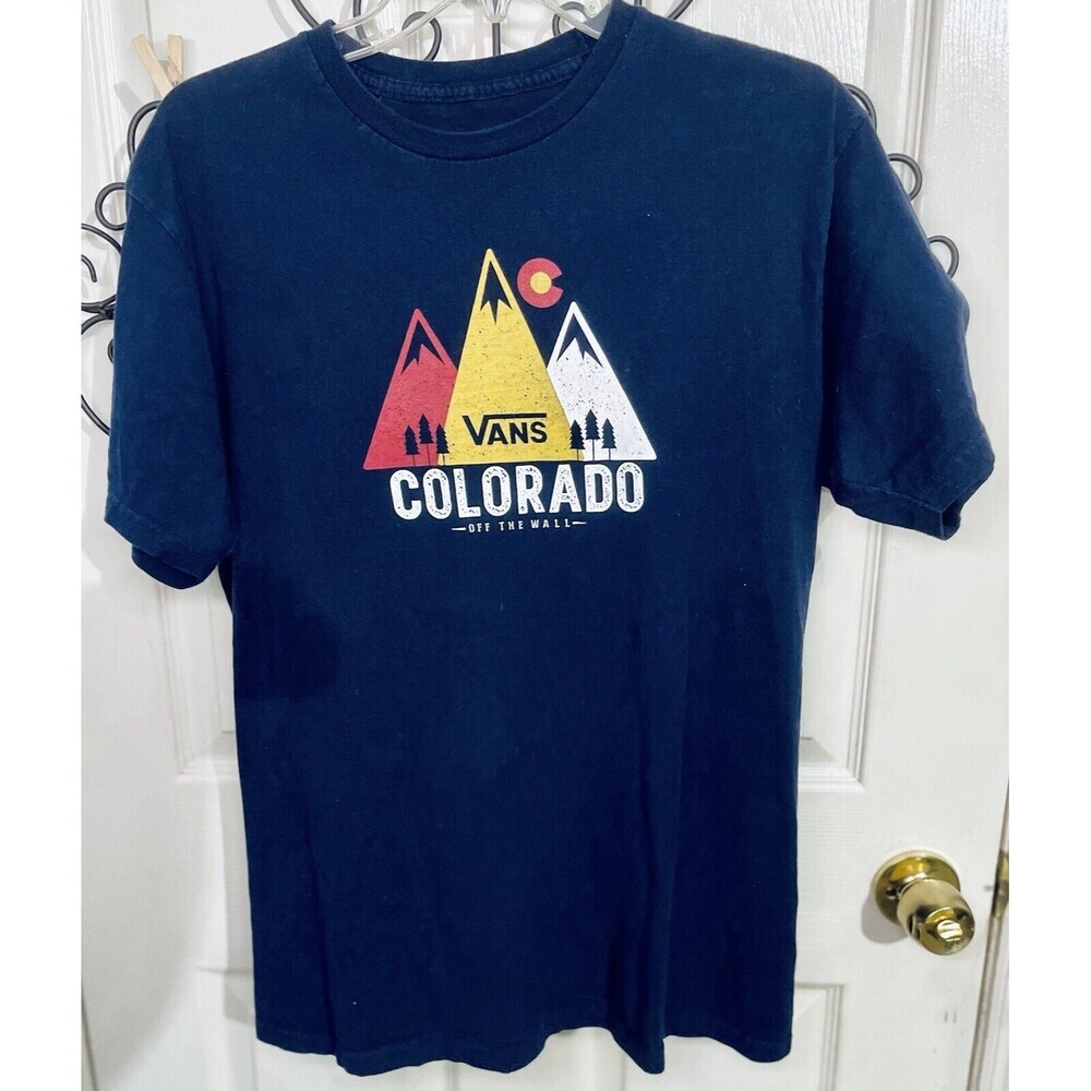 Mens Vans Navy Blue Tshirt SZM Colorado Short Sleeve Mountains